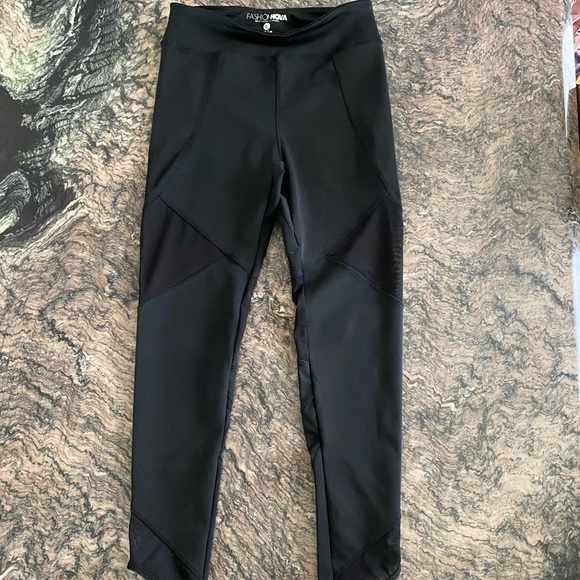 Fashion Nova Mesh Leggings - Black Large - Picture 1 of 3